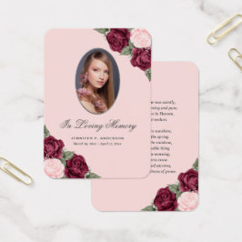 Blush Red Silver Gedenkkarte Beerdigungskarte