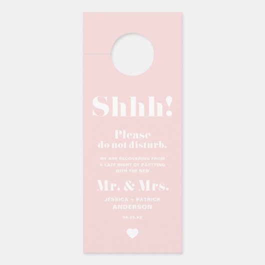 Blush Retro Fett Typografie stören Hochzeiten nich Türanhänger (Vorderseite)