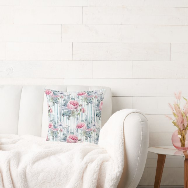 Blush Retro Spring Floral Hintergrund Kissen (Liege)