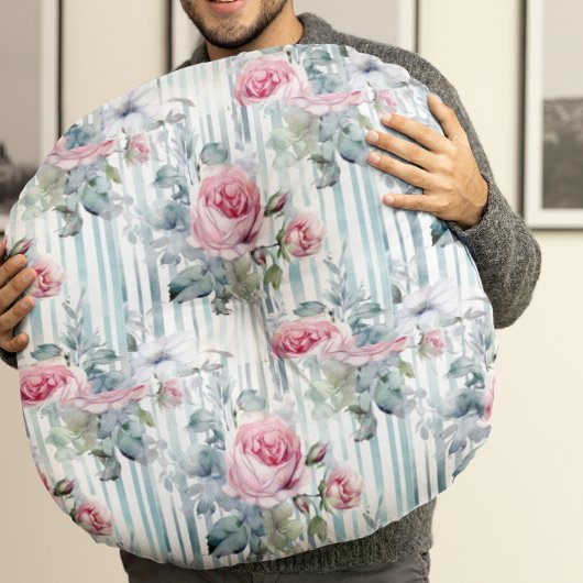 Blush Retro Spring Floral Hintergrund Rundes Kissen