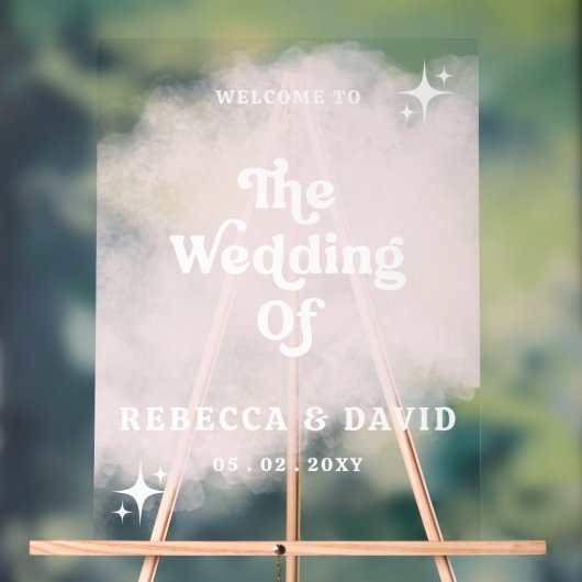 Blush Retro Wedding Welcome Sign Acrylschild (Neutral)
