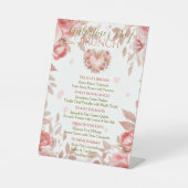 Blush Rococo Floral Heart Galentine Brunch Menu Sockelschild (Vorderseite)