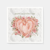 Blush Rococo Floral Heart Galentine Garden Elegant Serviette (Vorderseite)