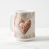 Blush Rococo Heart Filigree Romantic Keepsake Kaffeetasse (Vorderseite Links)