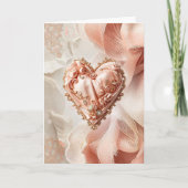 Blush Rococo Heart Lace Elegant Thank You  Karte (Vorderseite)