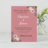 Blush Romance: Blumenrahmen Save the Date (Stehend Vorderseite)