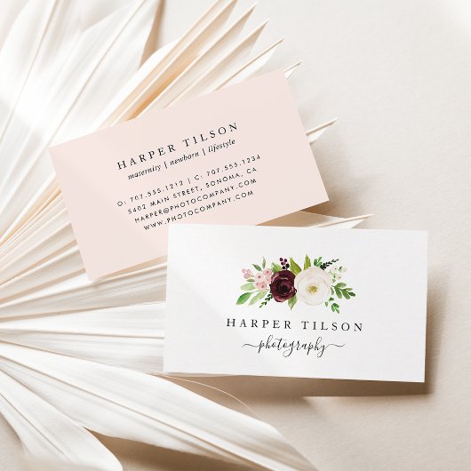 Blush Romance Floral Logo Visitenkarte
