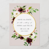 Blush Romance Foil Wedding Save the Date Card Folieneinladung (Vorderseite)