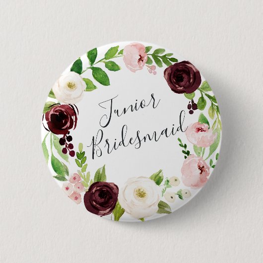 Blush Romance Junior Bridesmaid Button (Vorderseite)
