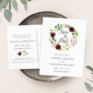 Blush Romance Save the Date Ankündigungspostkarte