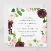 Blush Romance Square Hochzeitseinladung Einladung (Vorderseite)