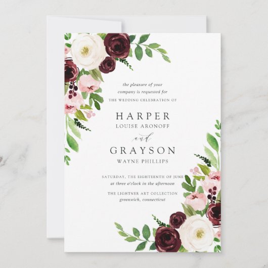 Blush Romance Wedding Einladung (Vorderseite)