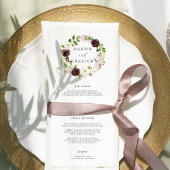 Blush Romance Wedding Menu Card Menükarte