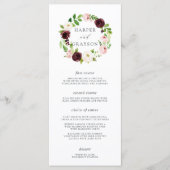 Blush Romance Wedding Menu Card Menükarte (Vorderseite)