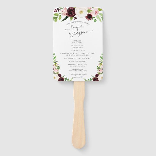 Blush Romance Wedding Program Fächer (Vorderseite)