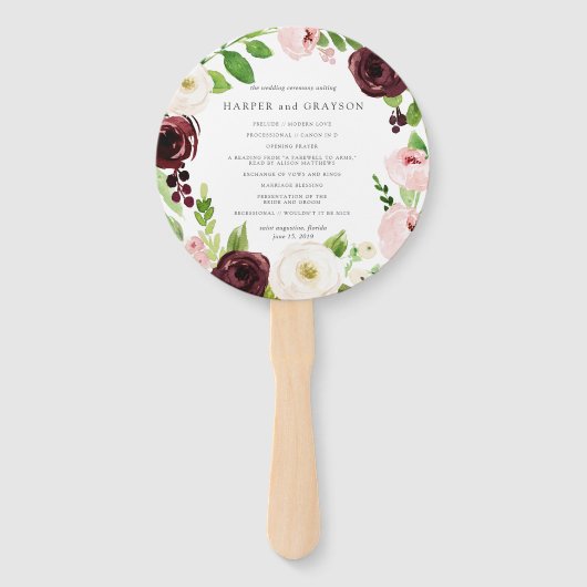 Blush Romance Wedding Program Fächer (Vorderseite)