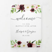 Blush Romance Wedding Welcome Letter & Itinerary Dreifach-gefaltete Programmkarte (Cover)
