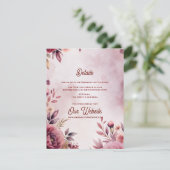 Blush Romantic Pink Floral Wedding Details Begleitkarte (Stehend Vorderseite)