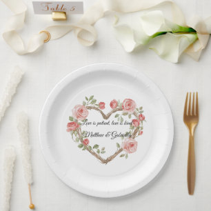 Blush Romantische Rose Blumenkohl Hochzeit Pappteller