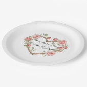 Blush Romantische Rose Blumenkohl Hochzeit Pappteller (Schrägansicht)