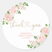 Blush rosa Blumendanke Runder Aufkleber (Vorderseite)