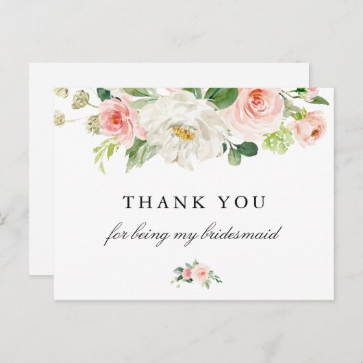 Blush rosa Blumengehilfin danke Karte (Vorne/Hinten)