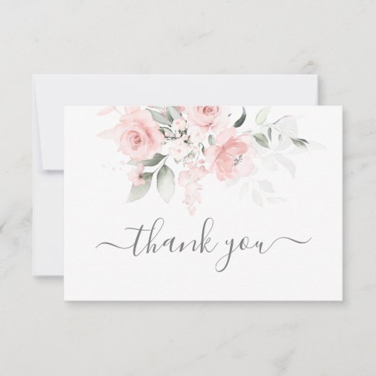 Blush rosa Blumenkarte Dankeskarte (Vorderseite)