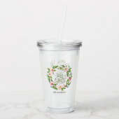 Blush rosa Blumenkranz Dankeschön Lehrer Geschenk Acryltrinkbecher (Rückseite)