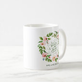 Blush rosa Blumenkranz Dankeschön Lehrer Geschenk Kaffeetasse (VorderseiteRechts)