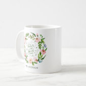 Blush rosa Blumenkranz Dankeschön Lehrer Geschenk Kaffeetasse (Vorderseite Links)