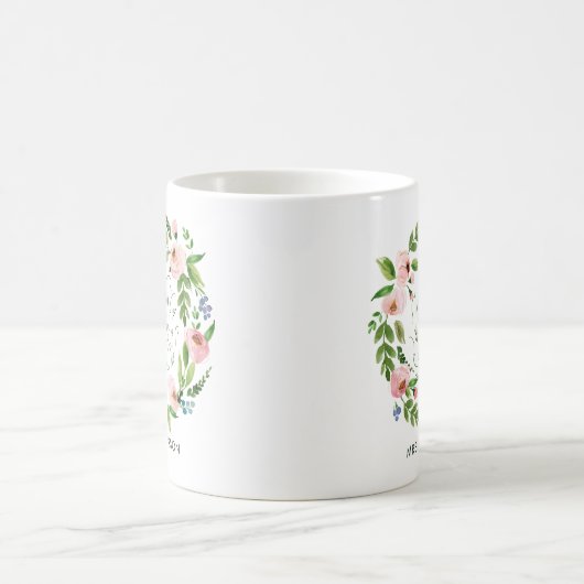 Blush rosa Blumenkranz Dankeschön Lehrer Geschenk Kaffeetasse (Mittel)