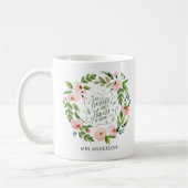 Blush rosa Blumenkranz Dankeschön Lehrer Geschenk Kaffeetasse (Links)