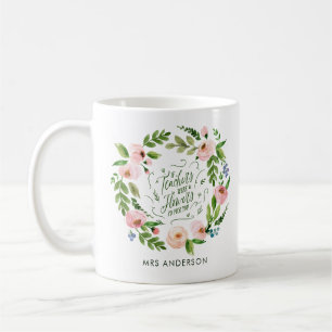 Blush rosa Blumenkranz Dankeschön Lehrer Geschenk  Kaffeetasse