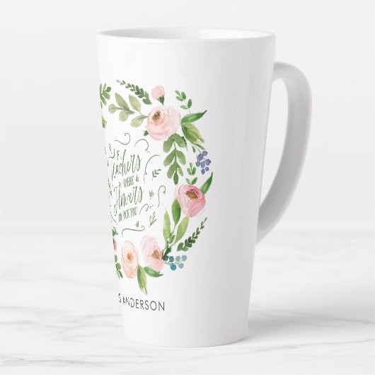 Blush rosa Blumenkranz Dankeschön Lehrer Geschenk Milchtasse (Rechte Ecke)