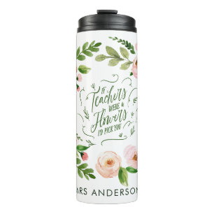 Blush rosa Blumenkranz Dankeschön Lehrer Geschenk  Thermosbecher