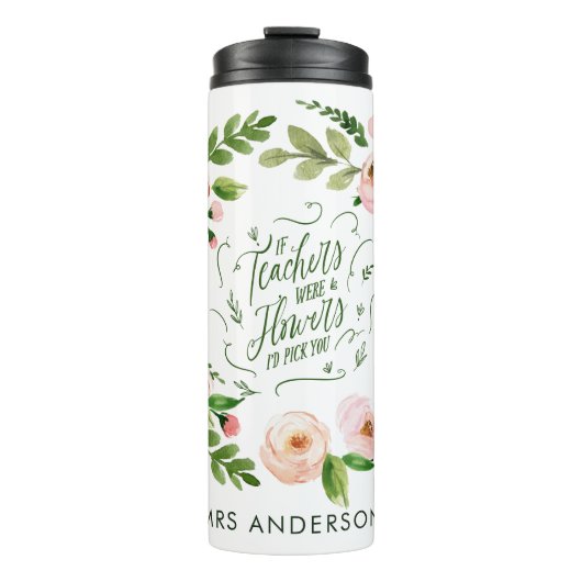 Blush rosa Blumenkranz Dankeschön Lehrer Geschenk  Thermosbecher (Vorderseite)