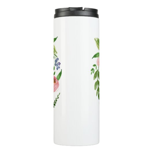 Blush rosa Blumenkranz Dankeschön Lehrer Geschenk  Thermosbecher (Rückseite)