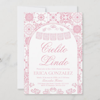 Blush Rosa Cielito Lindo Papel Picado Baby Shower Einladung