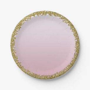 Blush Rosa getaucht Gold Glitter Glam Funkel Party Pappteller