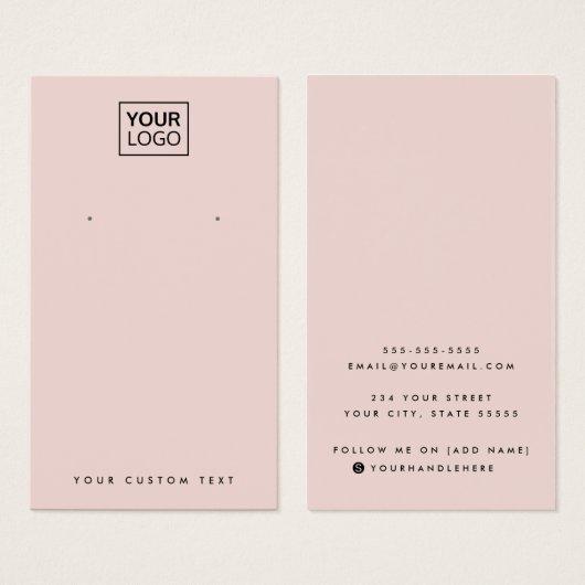 Blush-Rosa-Logo-Ohrkarte (Vorne & Hinten)