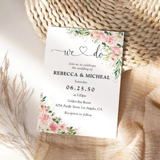 Blush Rosa Rose Gold Hochzeit Einladung