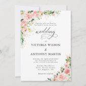 Blush Rosa Rose Gold Hochzeit Einladung (Vorderseite)