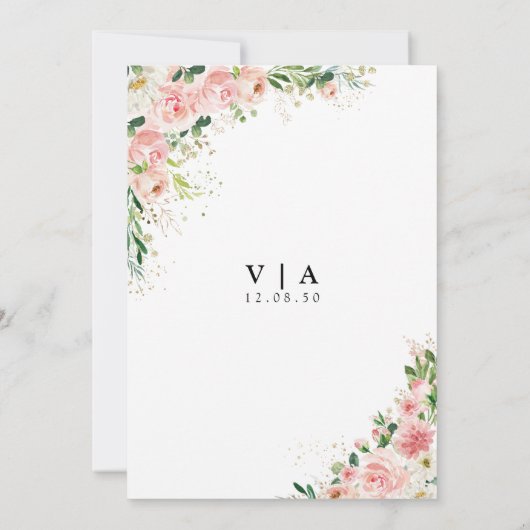 Blush Rosa Rose Gold Hochzeit Einladung (Rückseite)