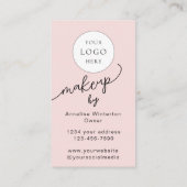Blush-Rosa-Skript-Logo-QR-Code-Foto-Makeup Visitenkarte (Rückseite)