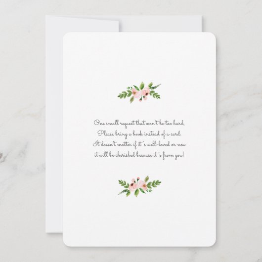 Blush rosa Wasserfarbenkreuzkranz Babydusche Einladung (Rückseite)