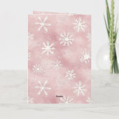 Blush Rosa Weiße Schneeflocken Weihnachten Karte (Rückseite)