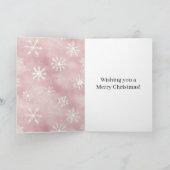 Blush Rosa Weiße Schneeflocken Weihnachten Karte (Innenseite)