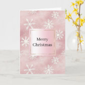 Blush Rosa Weiße Schneeflocken Weihnachten Karte (Gelbe Blume)