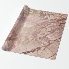 Blush Rose Abstrakt Gold Metallische Glasstriche Geschenkpapier