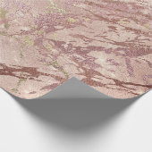 Blush Rose Abstrakt Gold Metallische Glasstriche Geschenkpapier (Ecke)